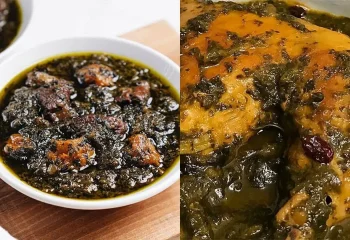طرز تهیه خورشت آلو اسفناج با مرغ مجلسی و خوشمزه