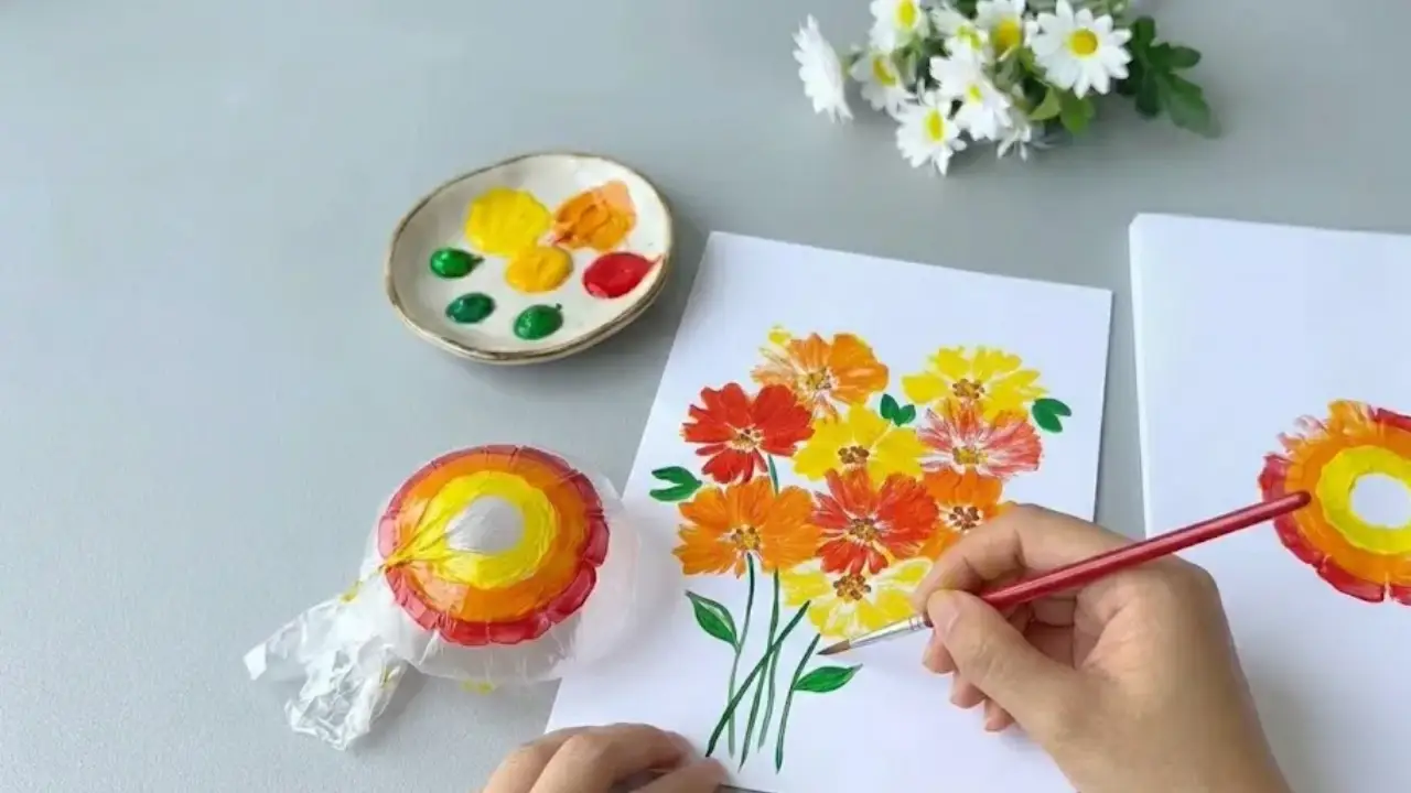 New Project 52 1 آموزش نقاشی آسان: خلق یک دسته گل با کیسه پلاستیکی