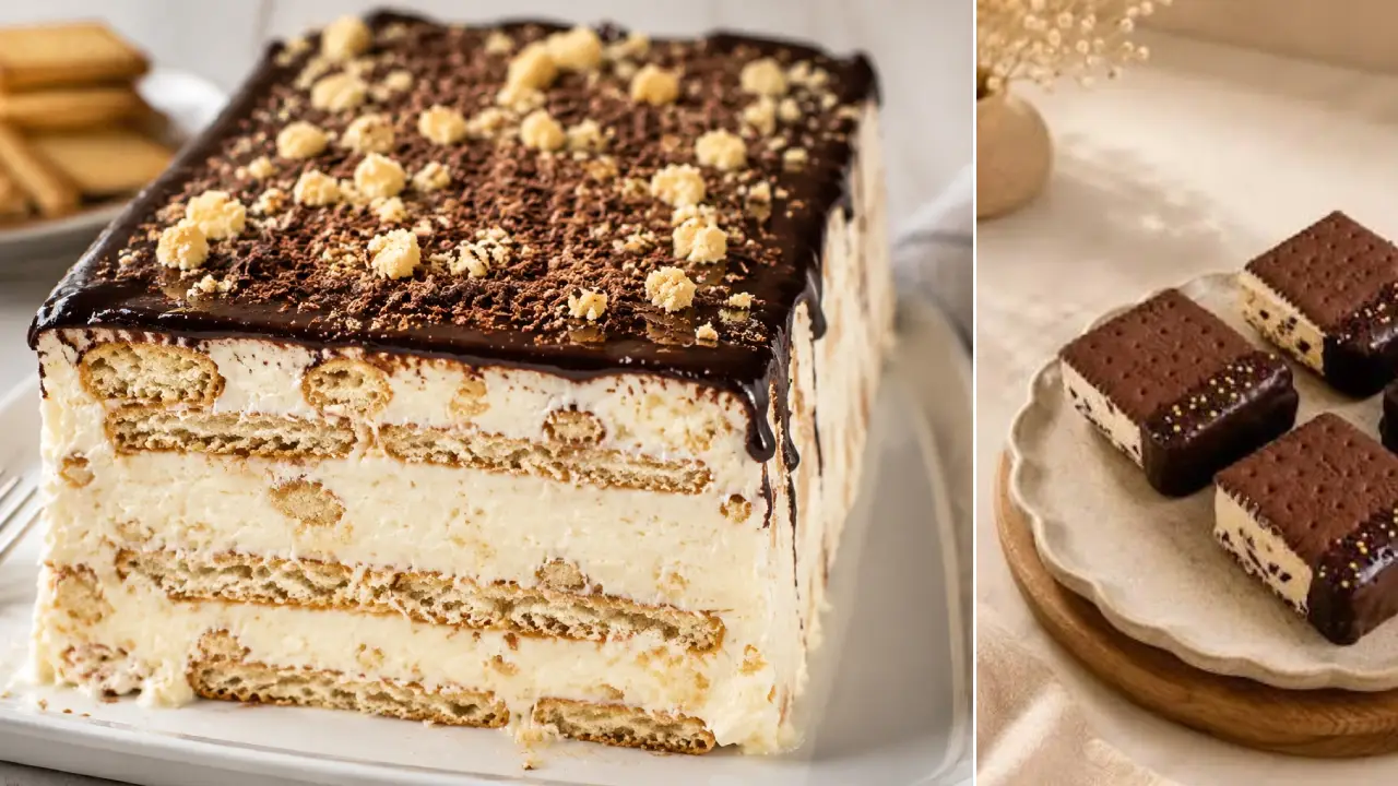 طرز تهیه کیک بستنی یخچالی با بیسکویت