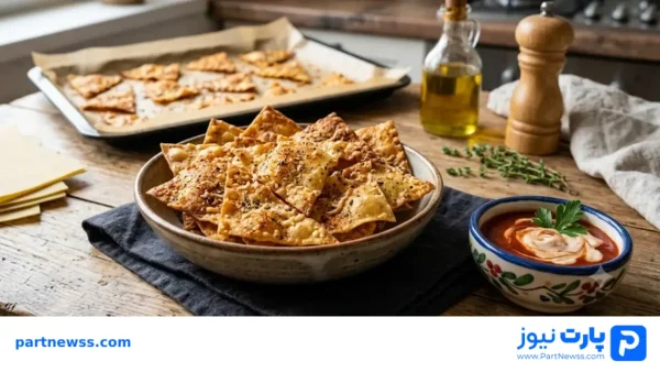 طرز تهیه چیپس لازانیایی ترد و لذیذ با ورق لازانیا