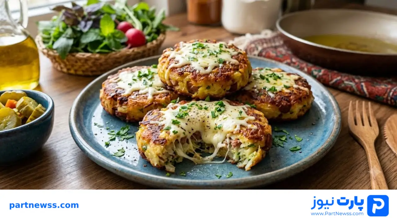 طرز تهیه کوکو سیب زمینی با سوسیس و پنیر پیتزا