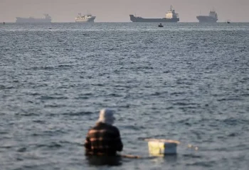خلیج فارس و مردی که در دریا در حال ماهیگیری است
