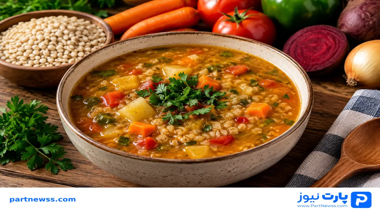 طرز تهیه سوپ لبو قرمز و سبزیجات خوشمزه و مقوی